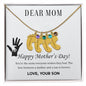 Dear Mom Custom Engraved Baby Feet Necklace with Birthstone.
