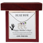 Dear Mom Custom Engraved Baby Feet Necklace with Birthstone.