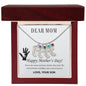 Dear Mom Custom Engraved Baby Feet Necklace with Birthstone.