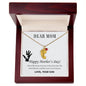 Dear Mom Custom Engraved Baby Feet Necklace with Birthstone.
