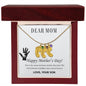 Dear Mom Custom Engraved Baby Feet Necklace with Birthstone.
