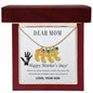Dear Mom Custom Engraved Baby Feet Necklace with Birthstone.
