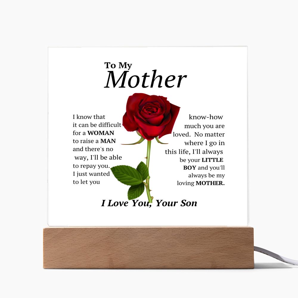 To My Mother Square Acrylic Plaque
