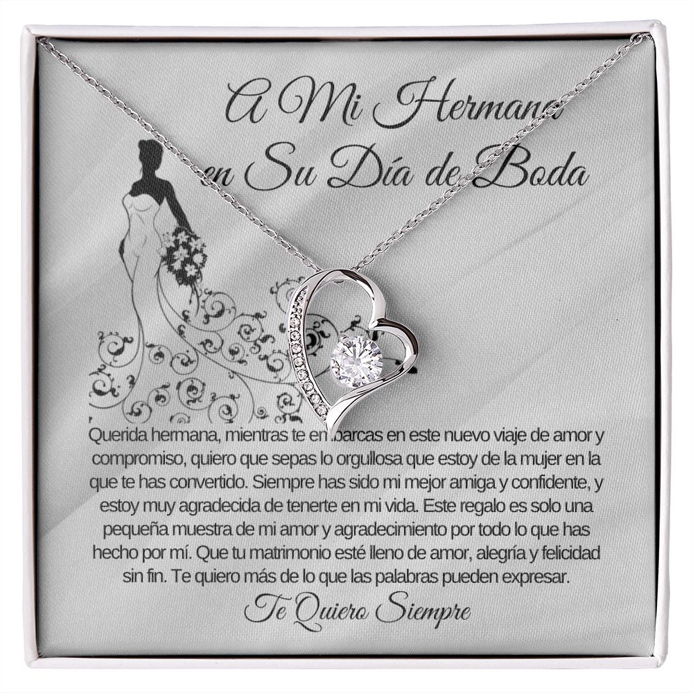 To My Sister on Her Wedding Day Forever Love Necklace (Spanish)