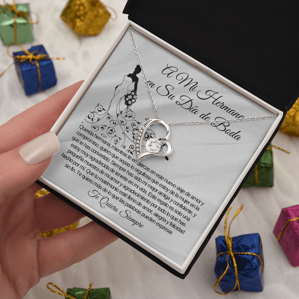 To My Sister on Her Wedding Day Forever Love Necklace (Spanish)