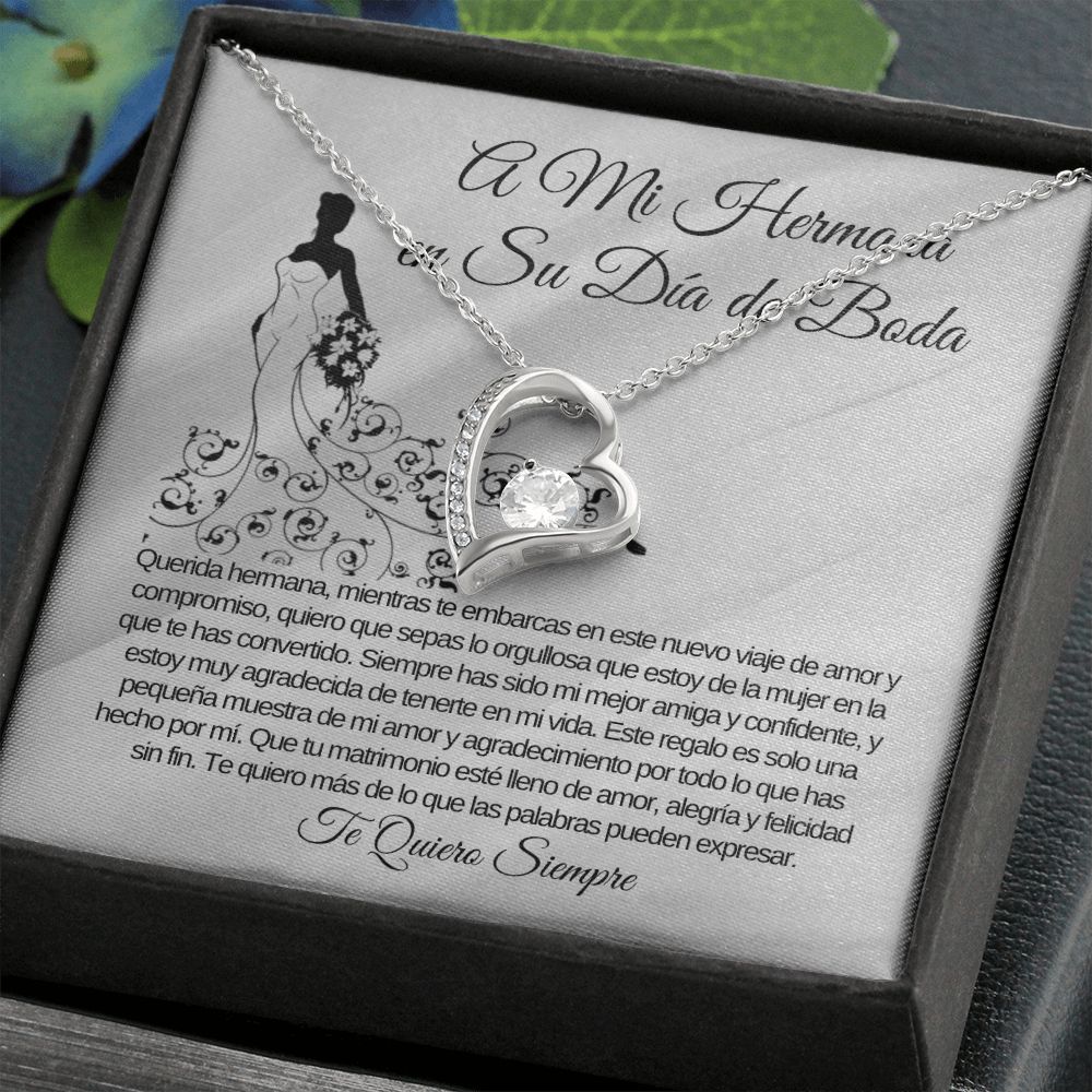 To My Sister on Her Wedding Day Forever Love Necklace (Spanish)