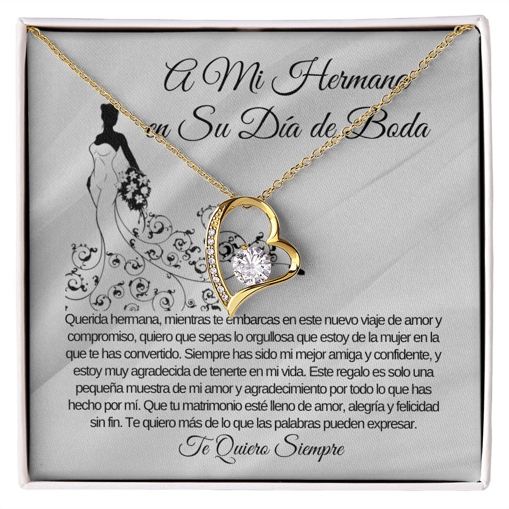 To My Sister on Her Wedding Day Forever Love Necklace (Spanish)