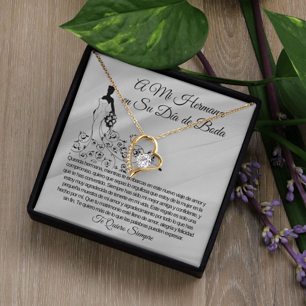 To My Sister on Her Wedding Day Forever Love Necklace (Spanish)