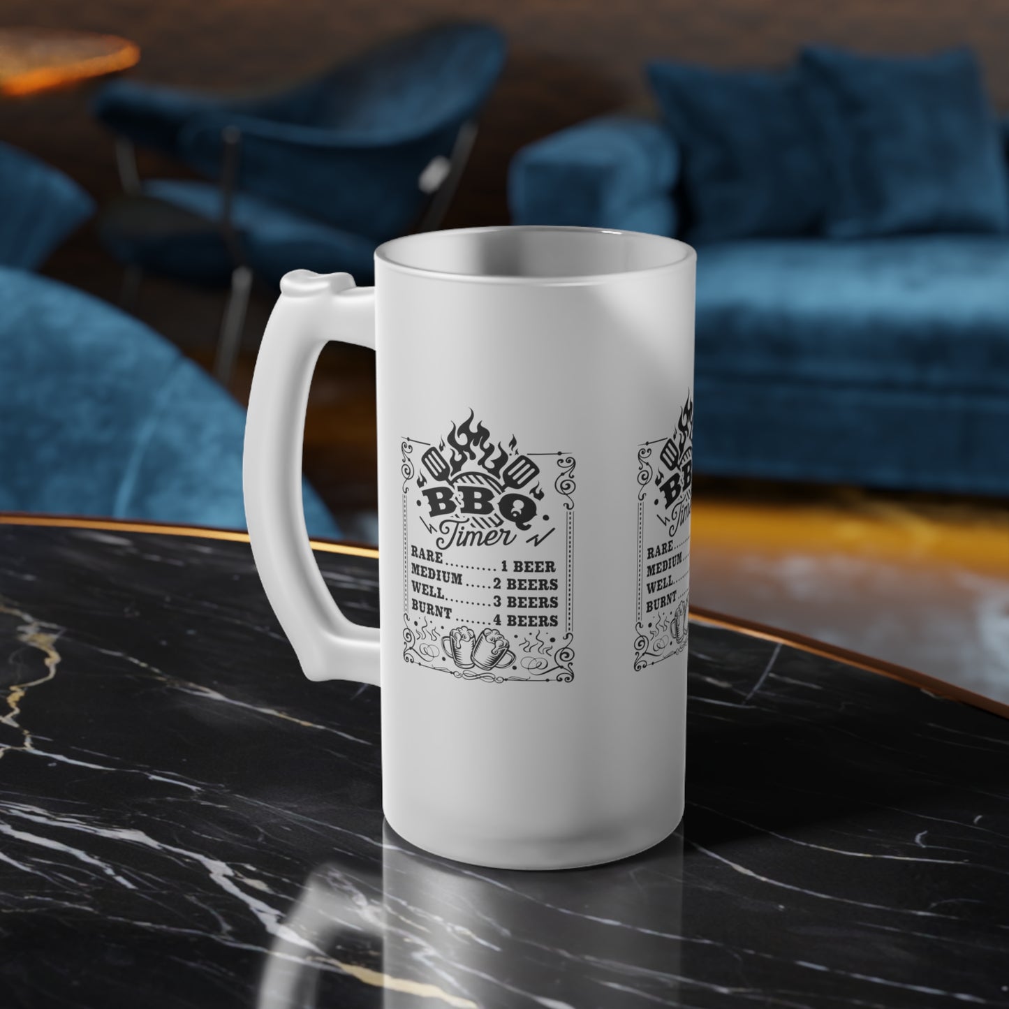 BBQ Time Frosted Glass Beer Mug