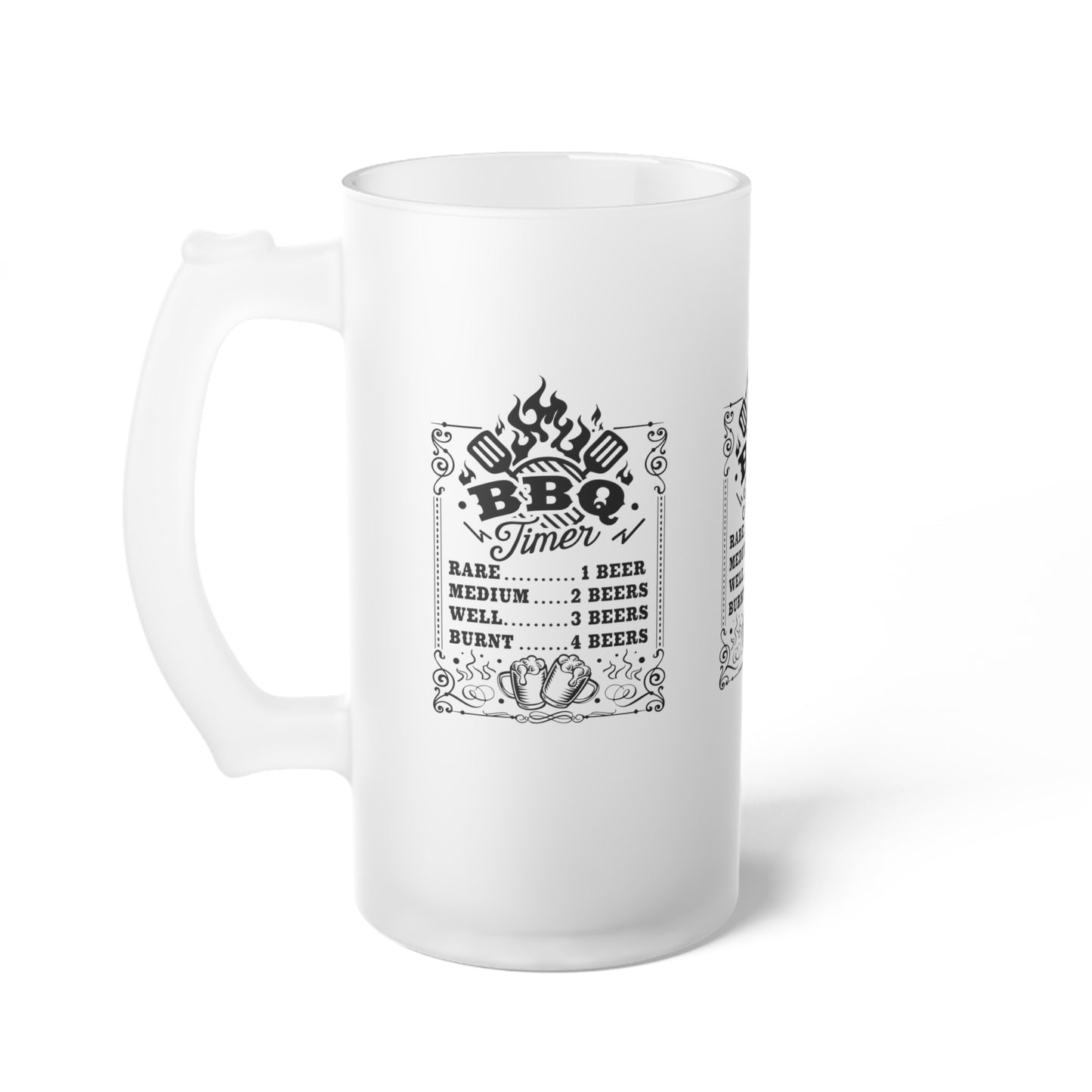 BBQ Time Frosted Glass Beer Mug