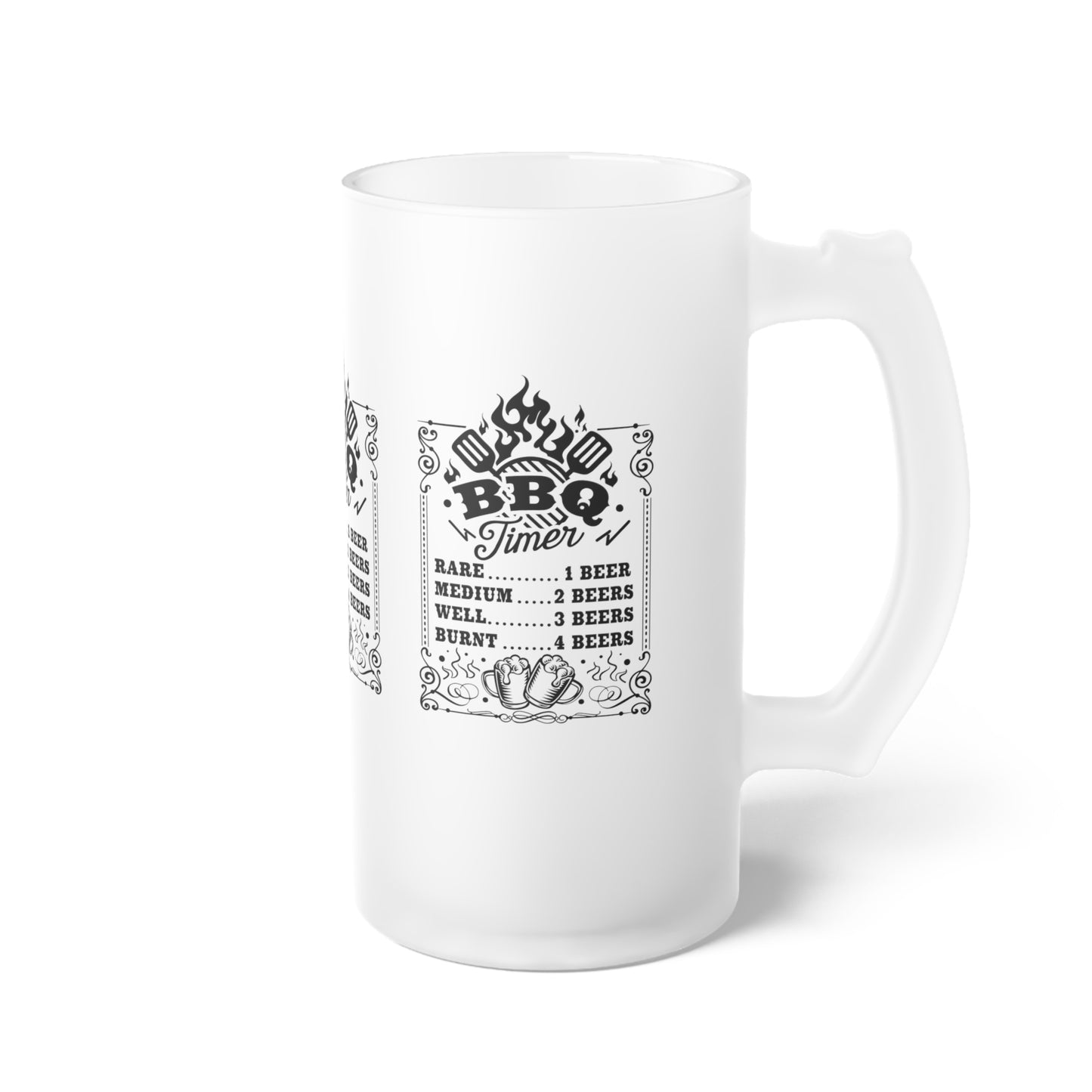 BBQ Time Frosted Glass Beer Mug