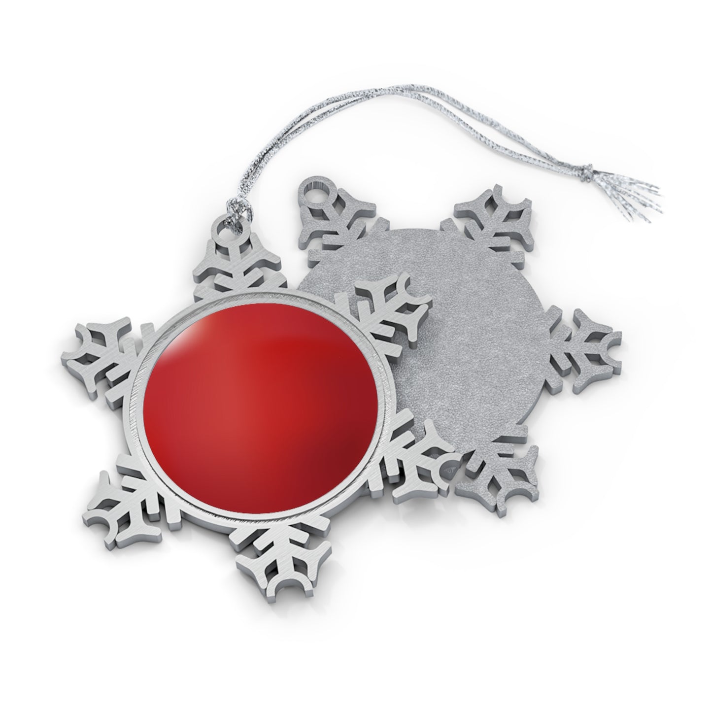 Red Ball Pewter Snowflake Ornament