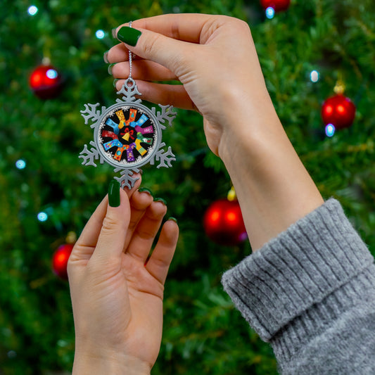 Christmas Stockings Pewter Snowflake Ornament