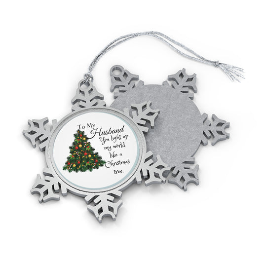 To My Husband Natural Pewter Snowflake Ornament