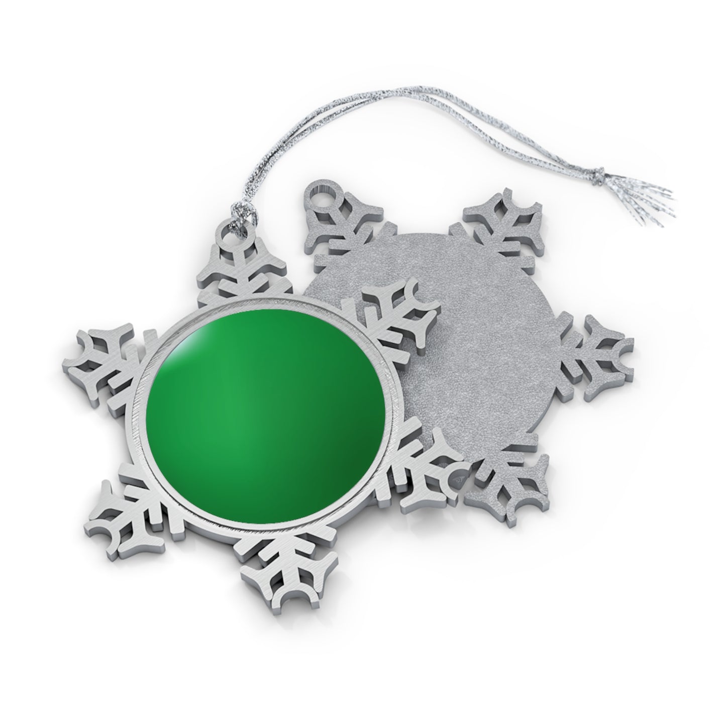 Green Ball Pewter Snowflake Ornament