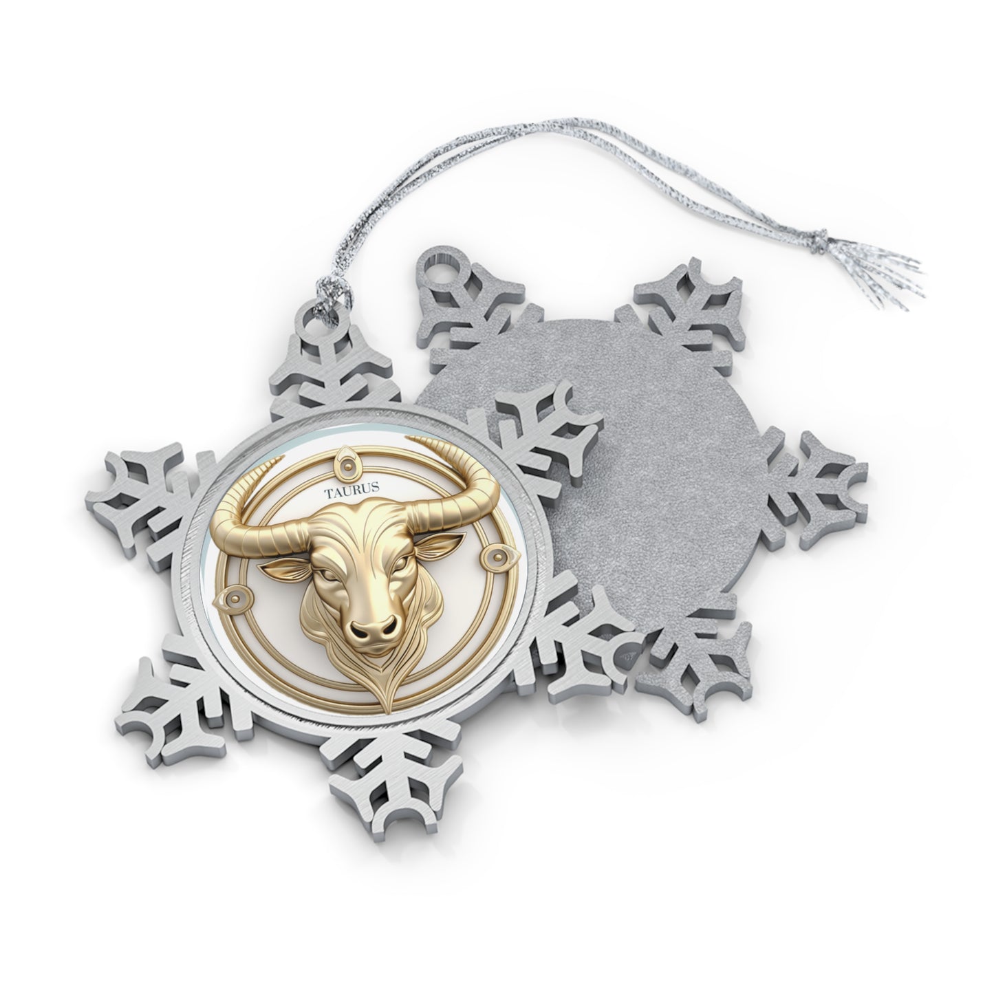 Taurus Pewter Snowflake Ornament