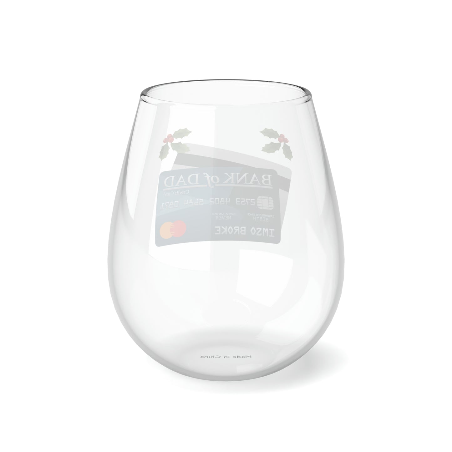 Bank of Dad Stemless Wine Glass, 11.75oz (Chr)