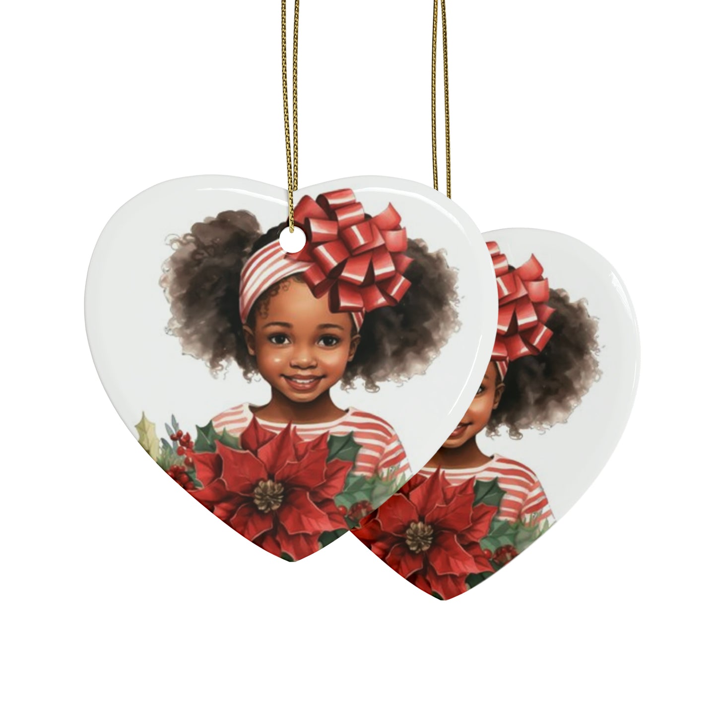 Lil Miss Poinsettia Ceramic Ornaments (1pcs, 5pcs, 10pcs, 20pcs)