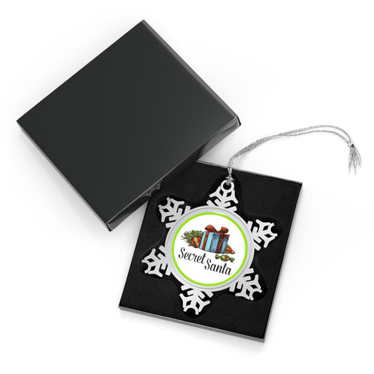 Secret Santa Lime Pewter Snowflake Ornament