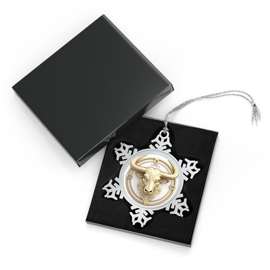 Taurus Pewter Snowflake Ornament