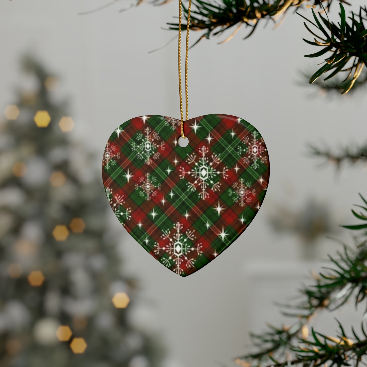 Snowflake Plaid Ceramic Ornaments (1pcs, 5pcs, 10pcs, 20pcs)