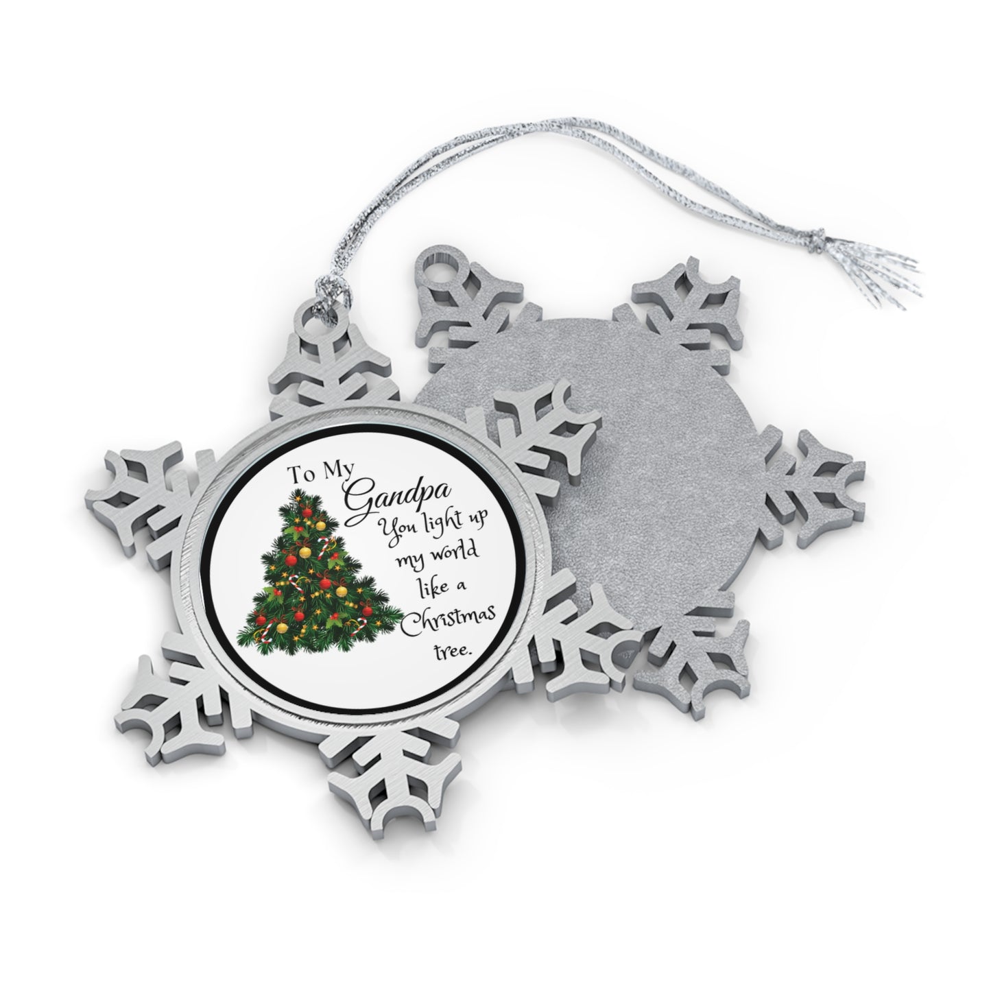 To My Grandpa Pewter Snowflake Ornament