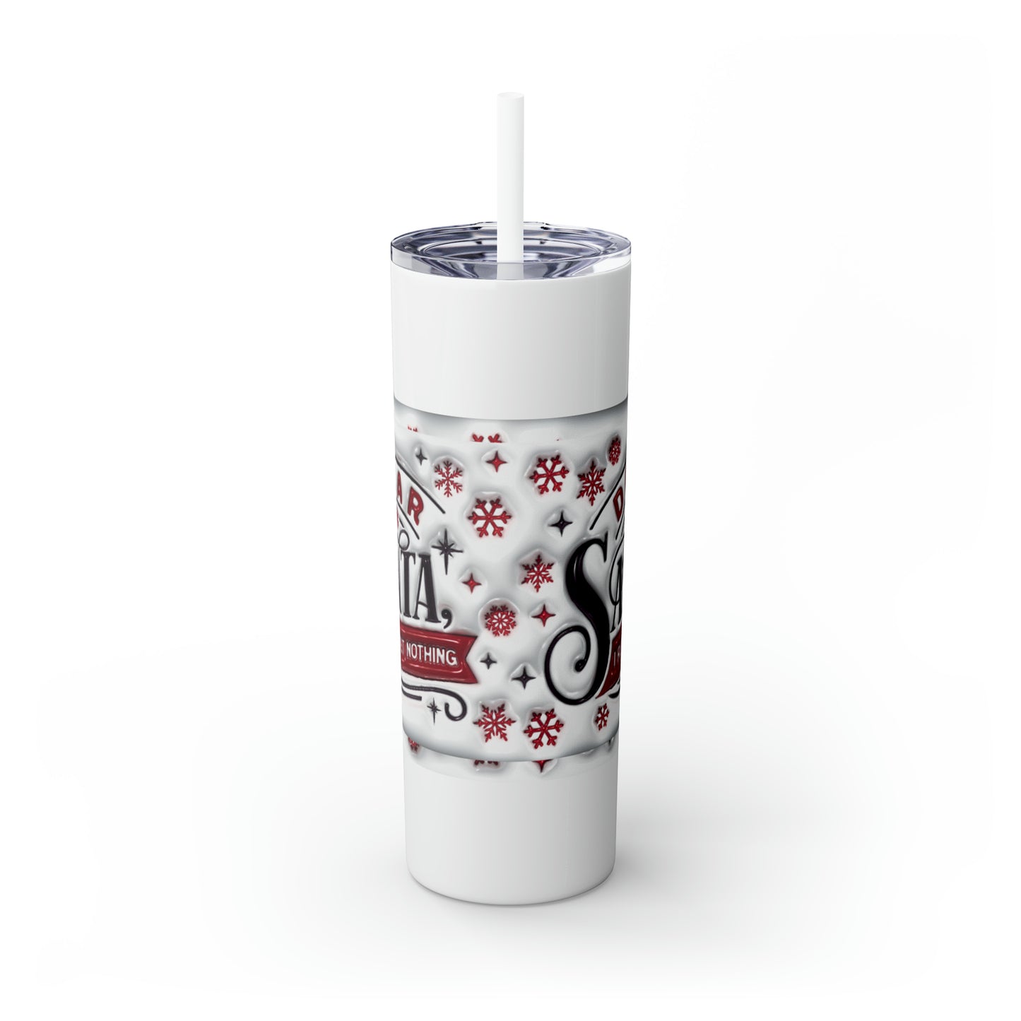 Dear Santa Skinny Tumbler with Straw, 20oz