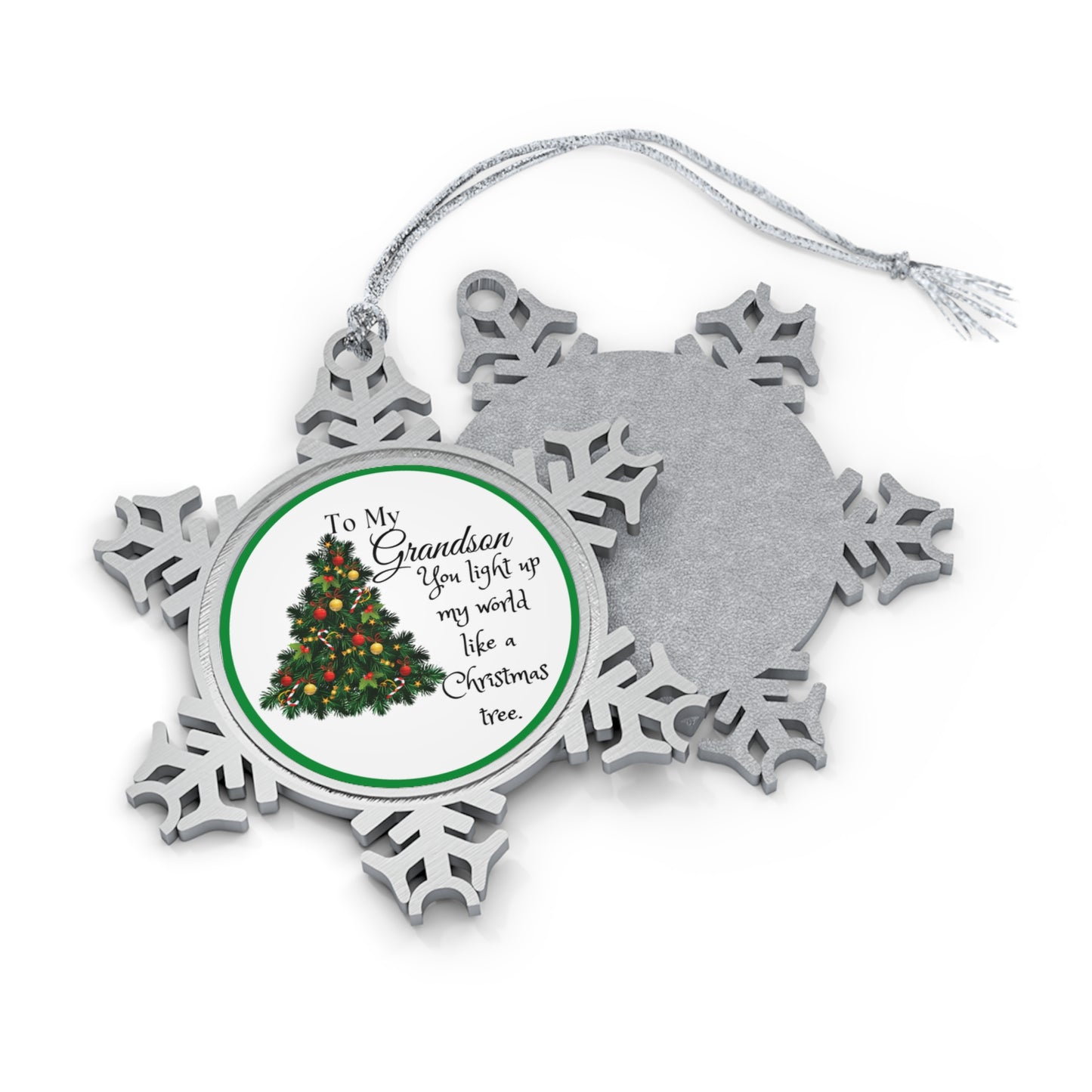 To My Grandson Pewter Snowflake Ornament