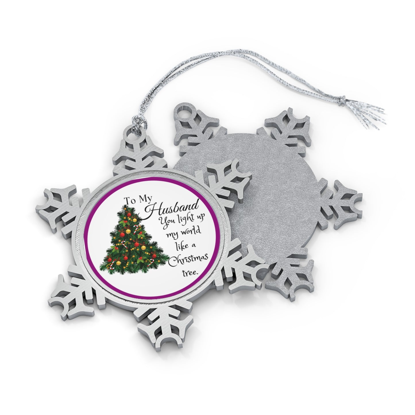 To My Husband Plum Pewter Snowflake Ornament