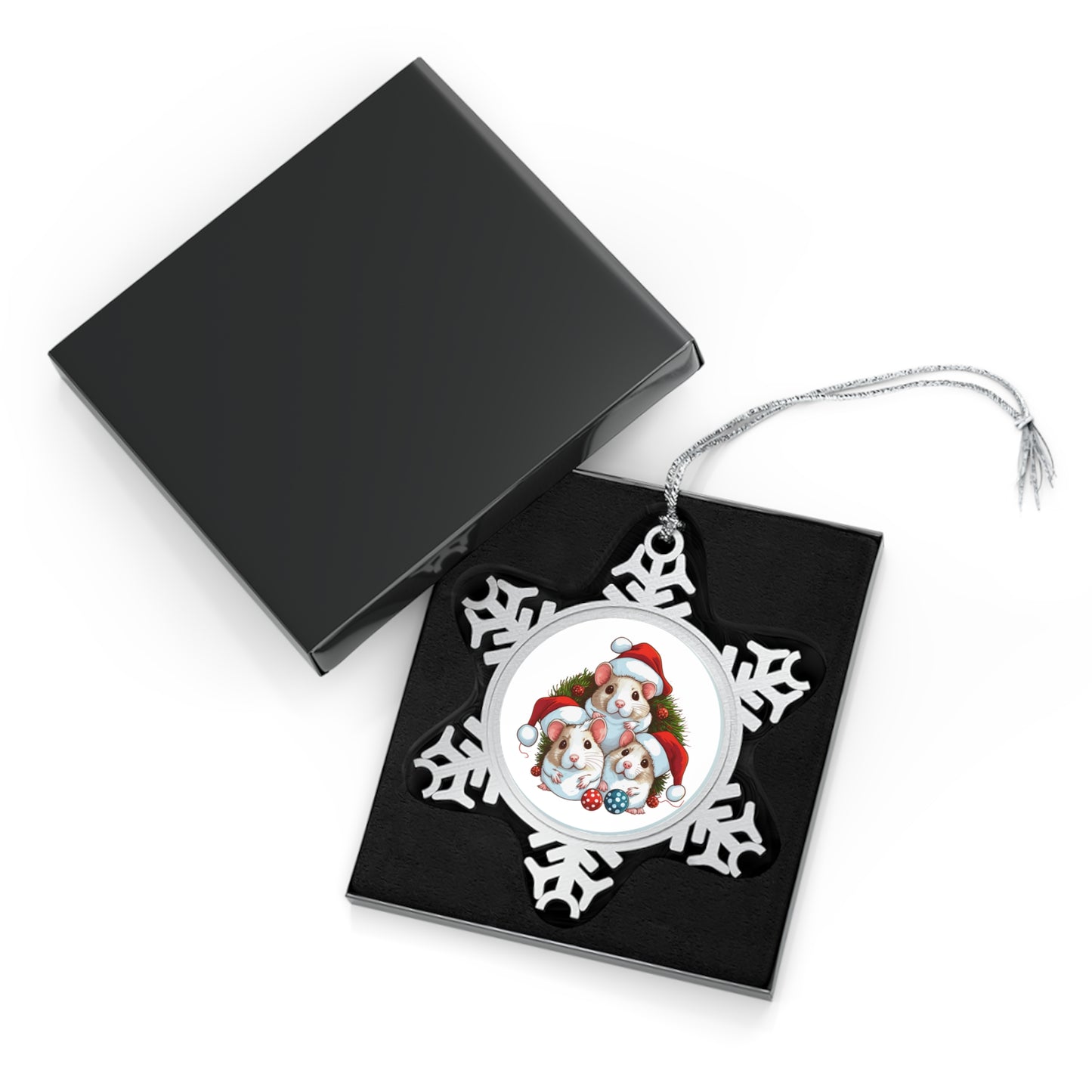 Hamster Family Pewter Snowflake Ornament