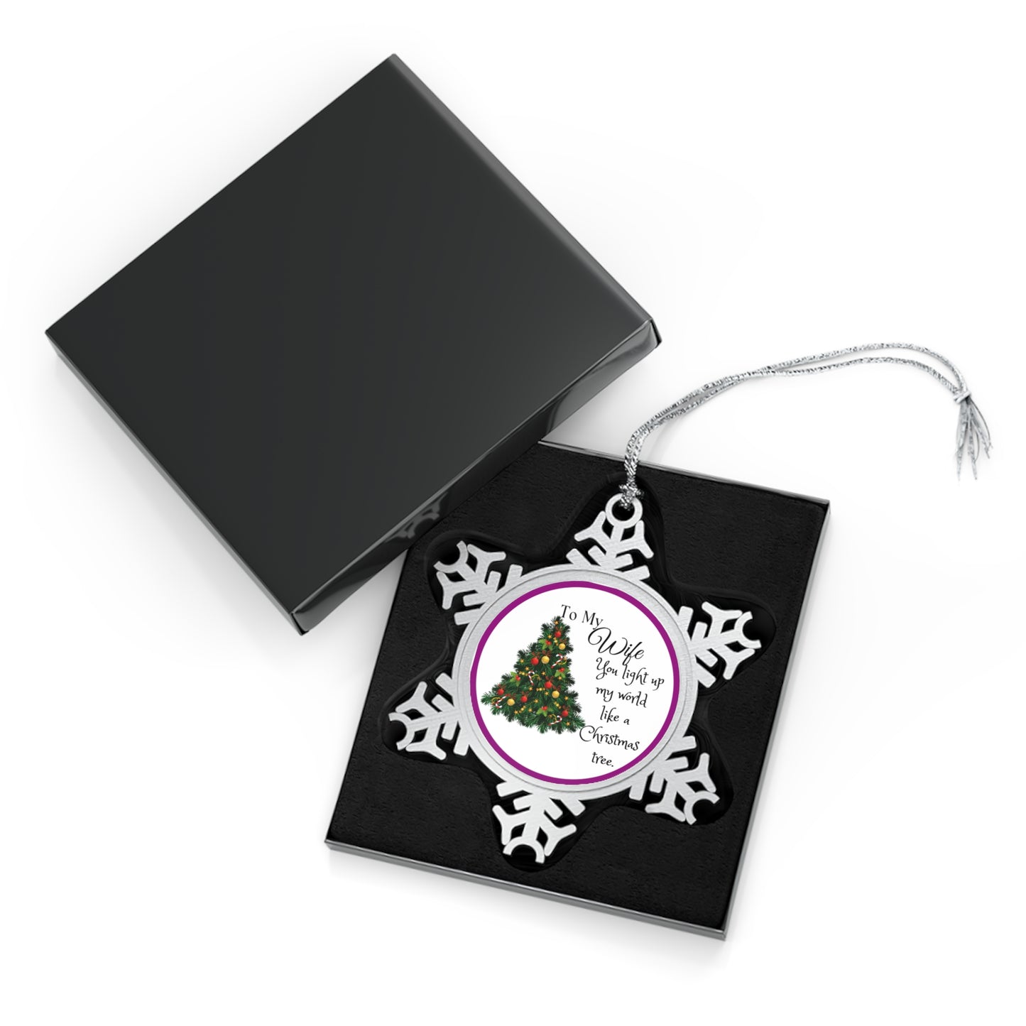 To My Wife Plum Pewter Snowflake Ornament