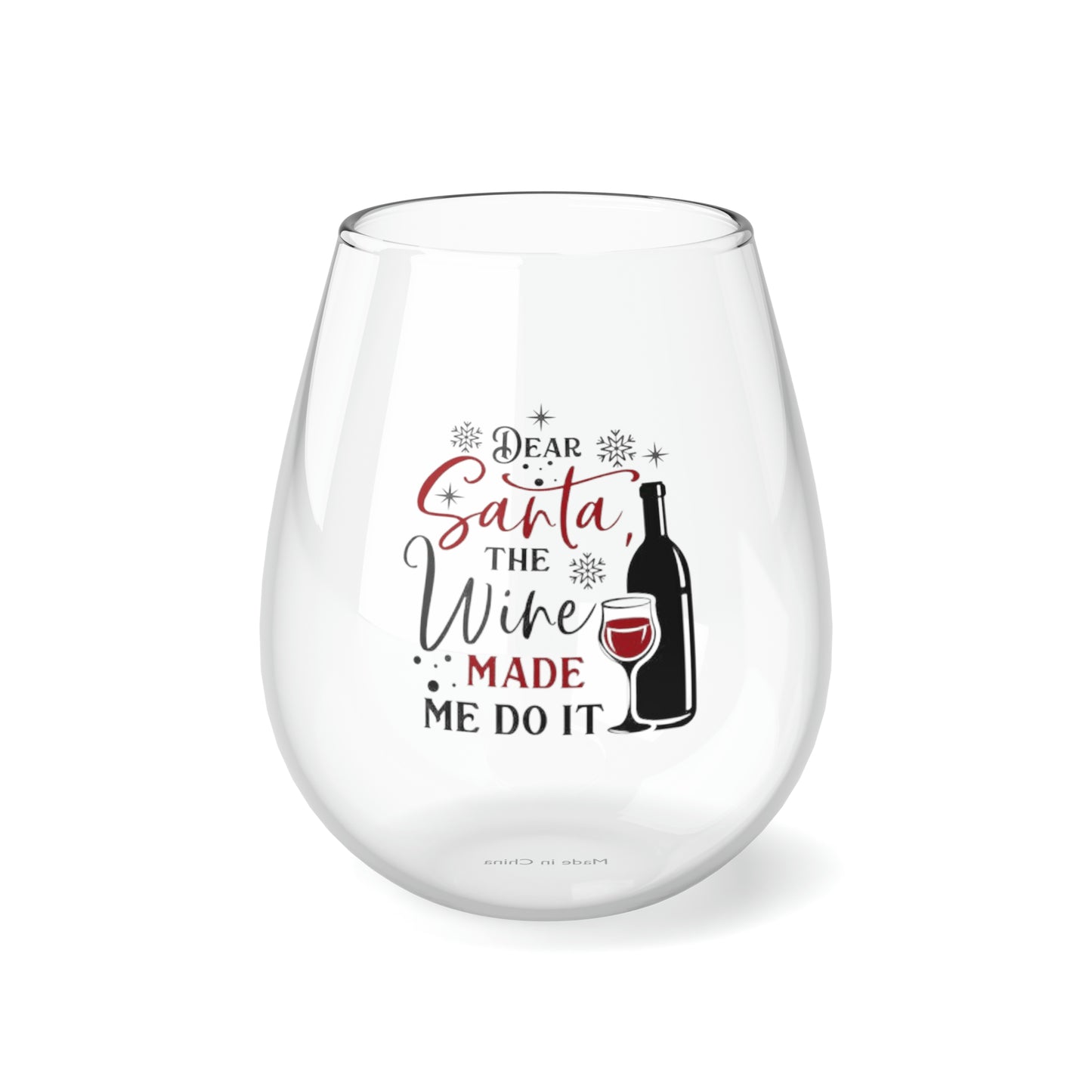 Dear Santa The Wine Stemless Wine Glass, 11.75oz (A-1)