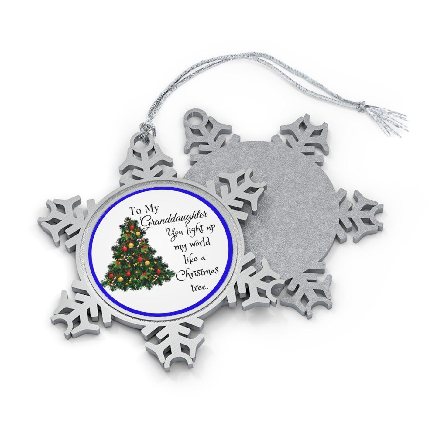 To My Granddaughter Pewter Snowflake Ornament