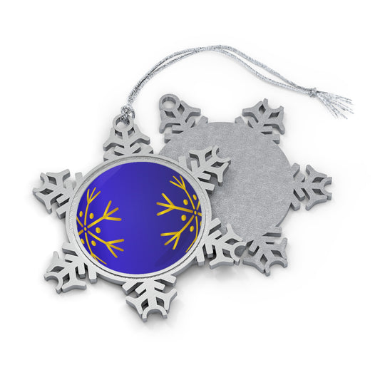 Purple and Gold Pewter Snowflake Ornament