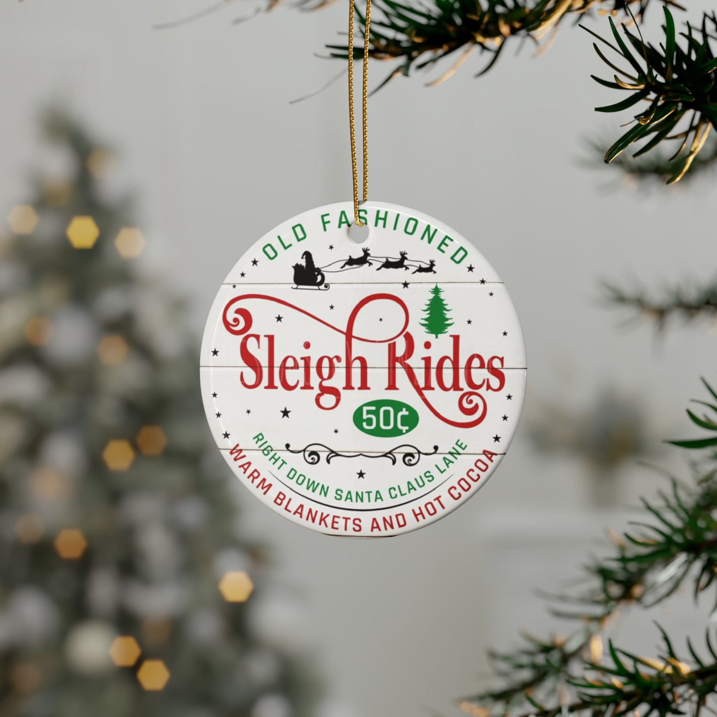 Sleigh Rides Ceramic Ornaments (1pcs, 5pcs, 10pcs, 20pcs)