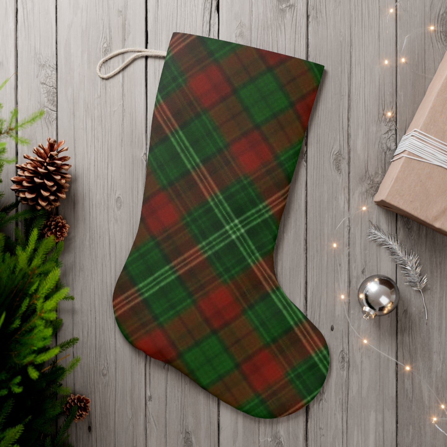 Green Plaids Santa Stocking