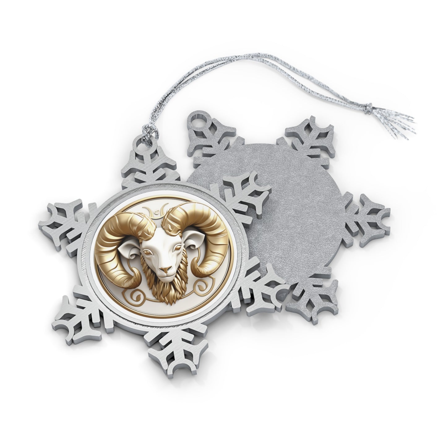 Aries Pewter Snowflake Ornament