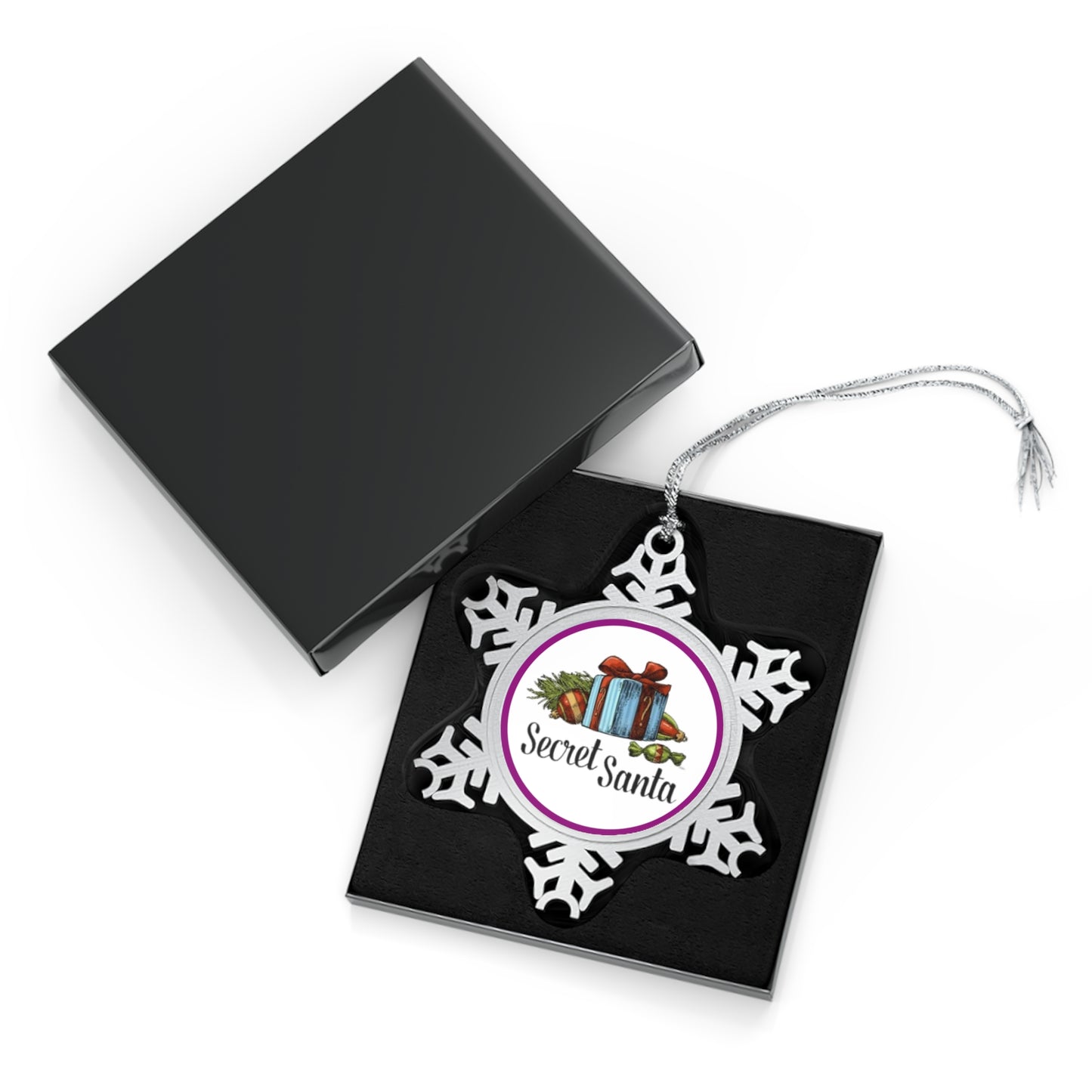 Secret Santa Plum Pewter Snowflake Ornament