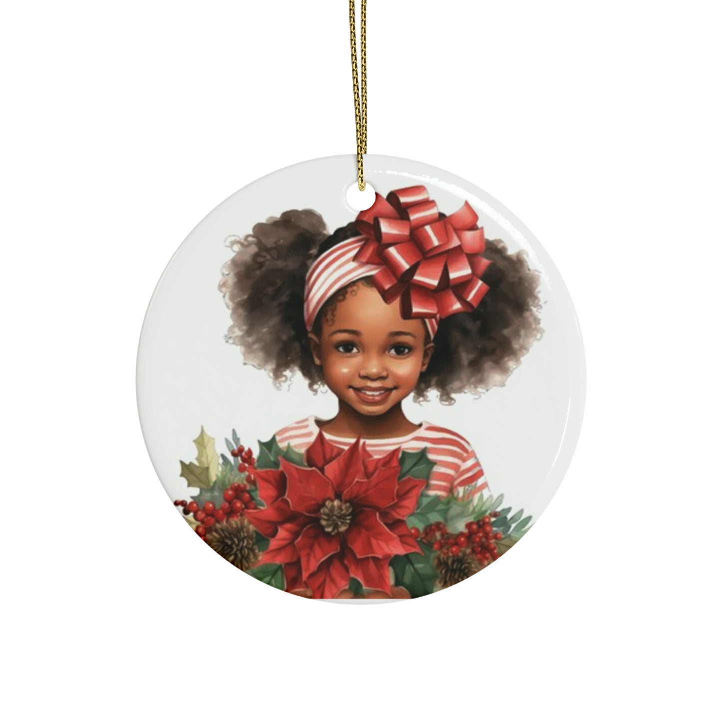 Lil Miss Poinsettia Ceramic Ornaments (1pcs, 5pcs, 10pcs, 20pcs)