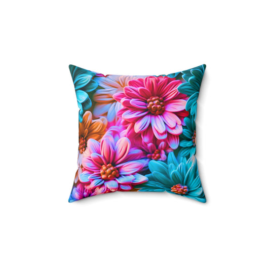 Flowers Spun Polyester Square Pillow