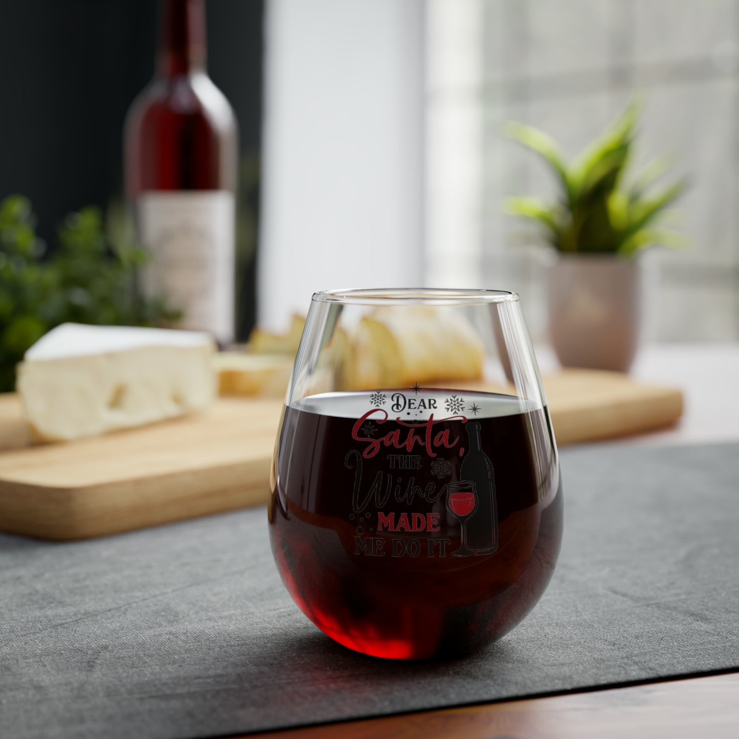 Dear Santa The Wine Stemless Wine Glass, 11.75oz (A-1)