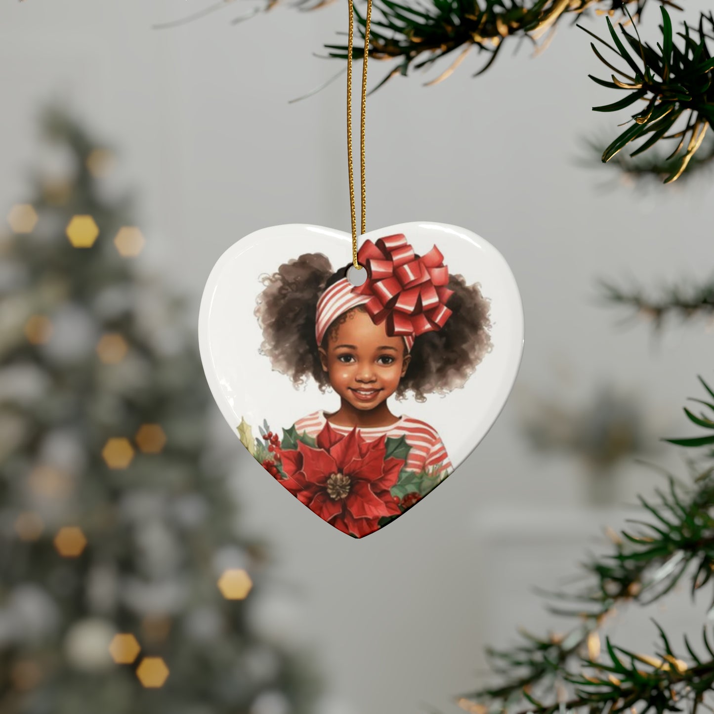 Lil Miss Poinsettia Ceramic Ornaments (1pcs, 5pcs, 10pcs, 20pcs)