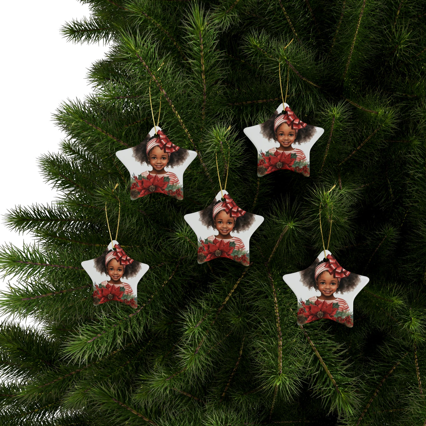 Lil Miss Poinsettia Ceramic Ornaments (1pcs, 5pcs, 10pcs, 20pcs)