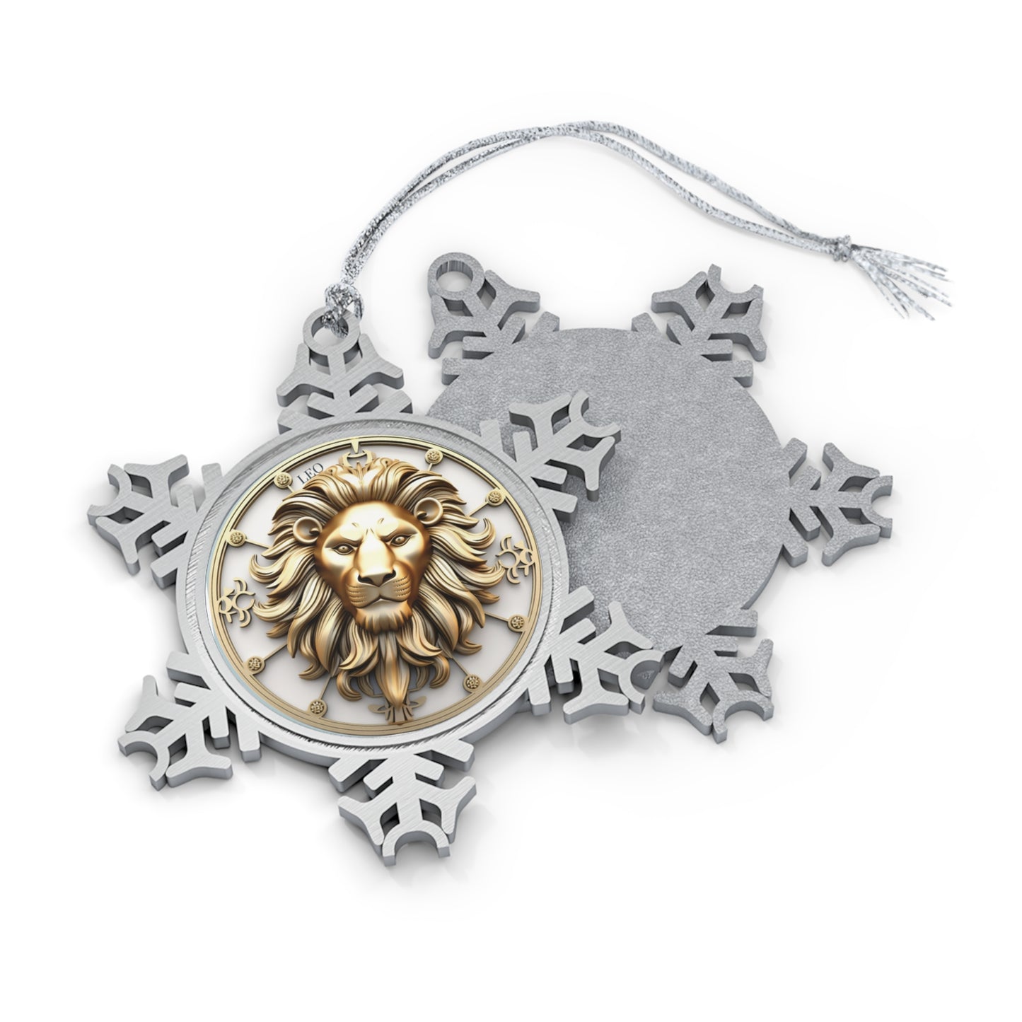 Leo Pewter Snowflake Ornament