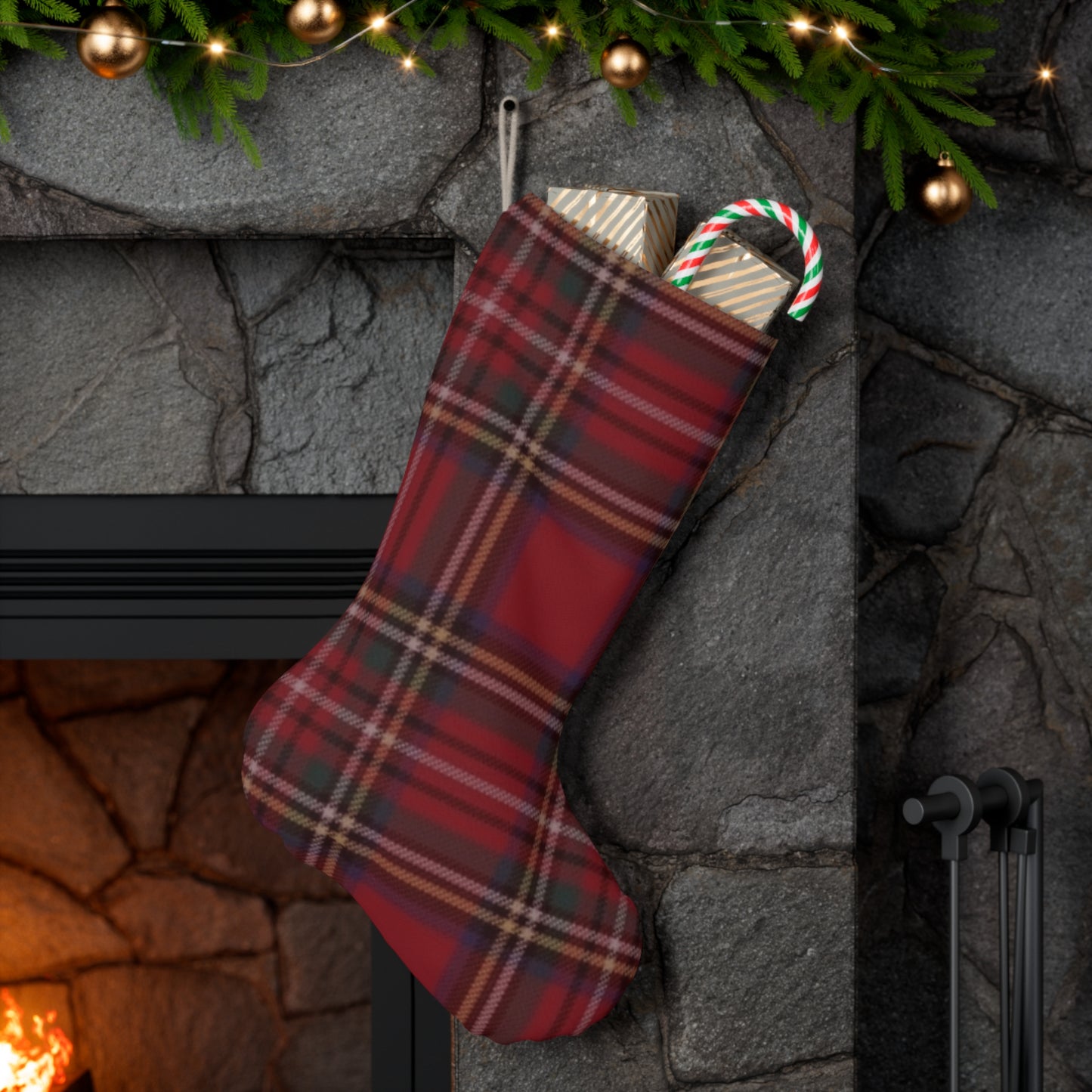 Red Plaid Santa Stocking