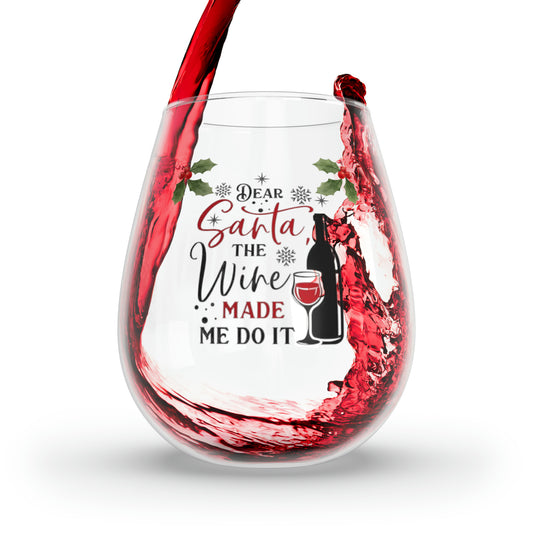 Dear Santa The Wine Stemless Wine Glass, 11.75oz (A-2)