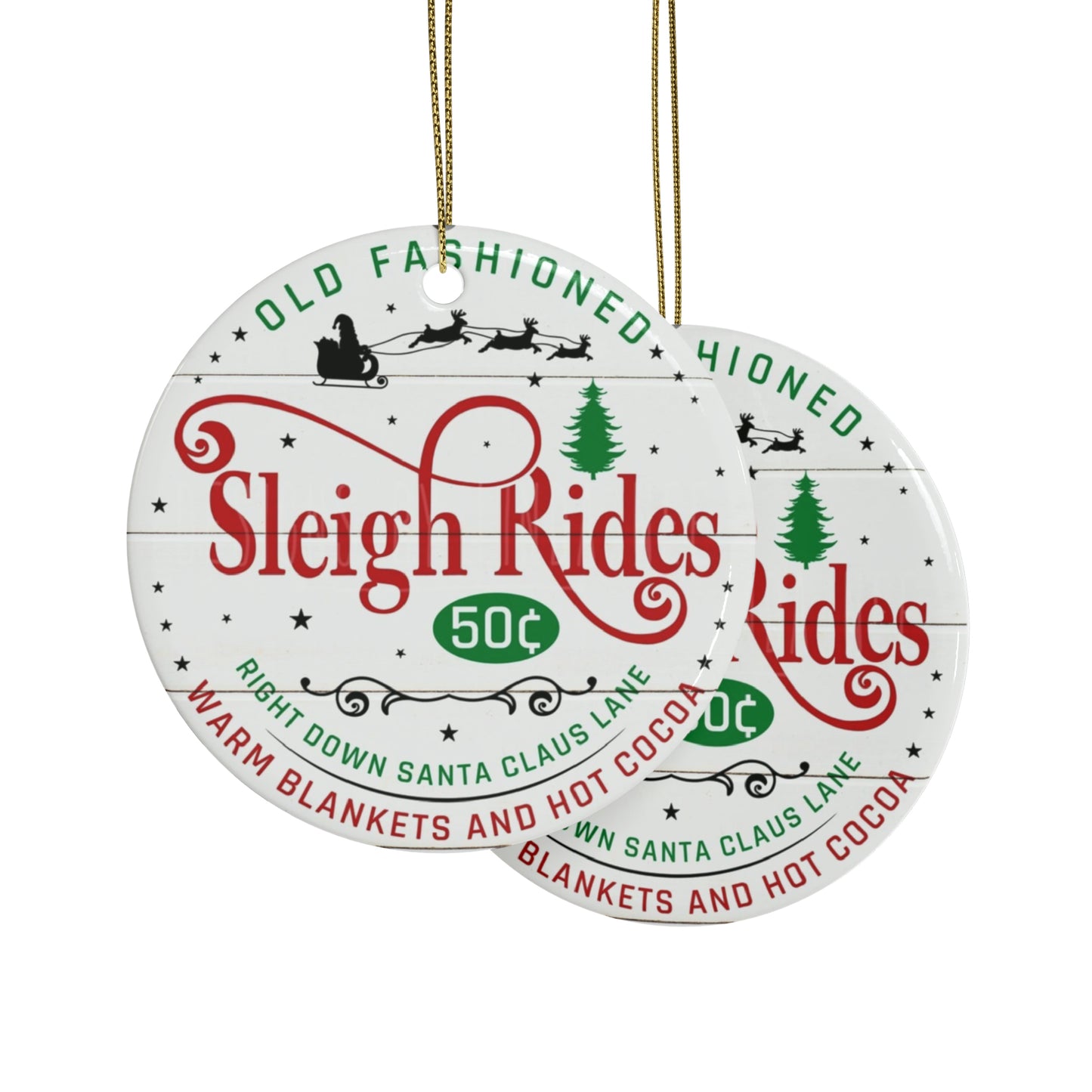 Sleigh Rides Ceramic Ornaments (1pcs, 5pcs, 10pcs, 20pcs)