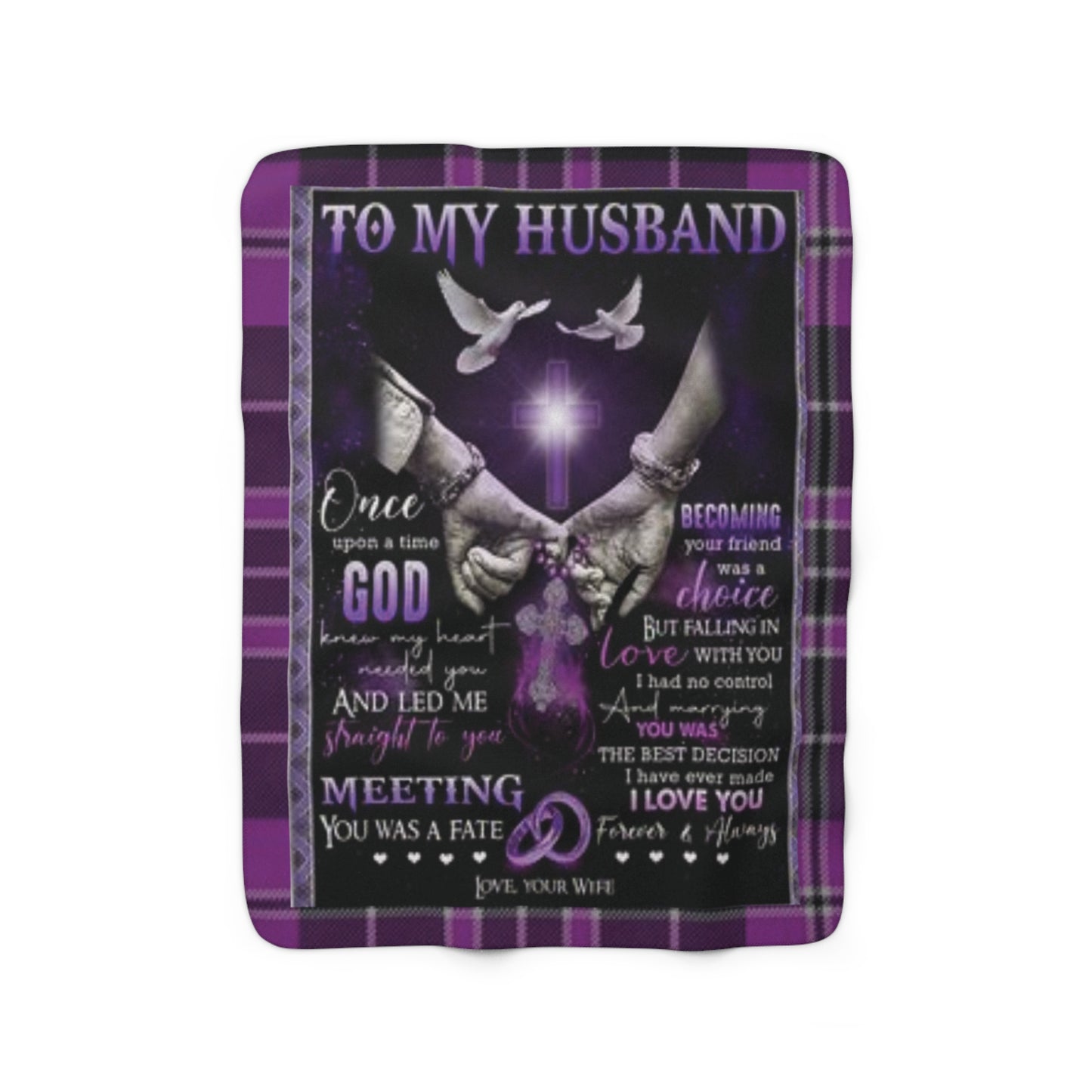 To My Husband Sherpa Fleece Blanket (Purple)