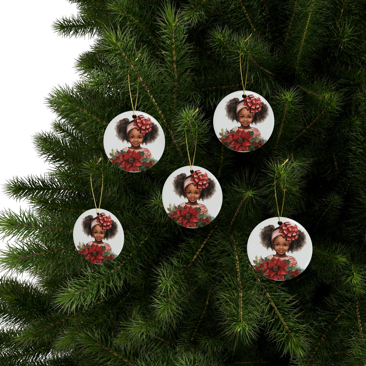 Lil Miss Poinsettia Ceramic Ornaments (1pcs, 5pcs, 10pcs, 20pcs)