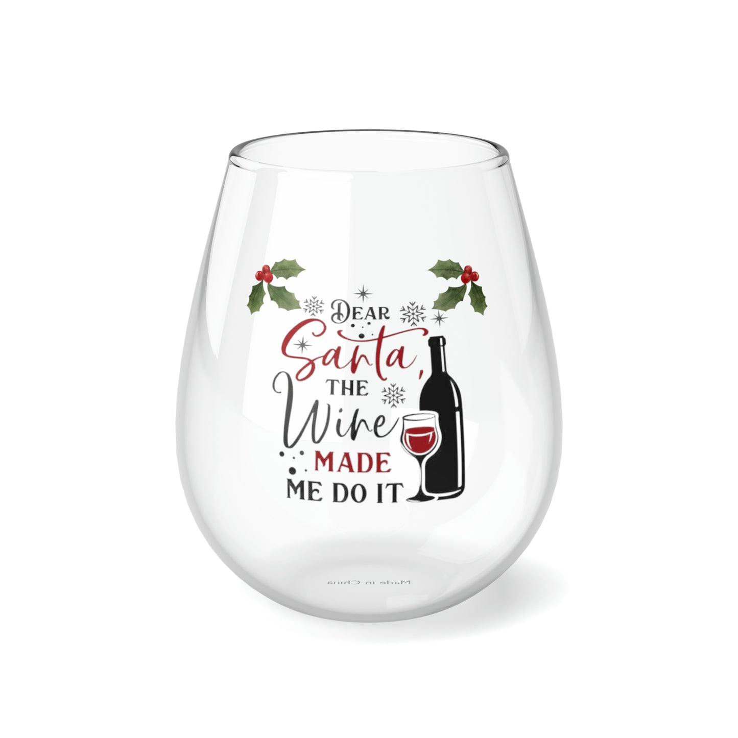 Dear Santa The Wine Stemless Wine Glass, 11.75oz (A-2)